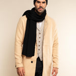 Napoli (black) - 100% cashmere ribbed scarf (unisex)- Leather Gloves Online - Luxury Beanie - 13