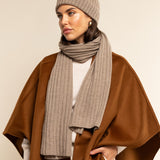 Napoli (brown) - 100% cashmere ribbed scarf (unisex)- Leather Gloves Online - Luxury Italian Scarf - 8