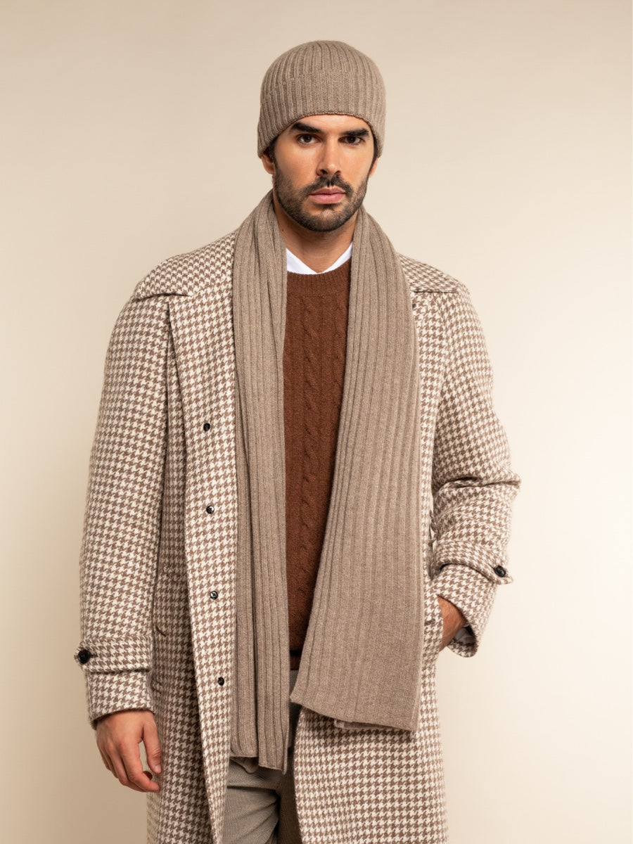 Napoli (brown) - 100% cashmere ribbed scarf (unisex)- Leather Gloves Online - Luxury Italian Scarf - 11