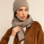 Napoli (brown) - 100% cashmere ribbed scarf (unisex)- Leather Gloves Online - Luxury Italian Scarf - 12