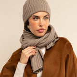 Napoli (brown) - 100% cashmere ribbed scarf (unisex)- Leather Gloves Online - Luxury Italian Scarf - 12
