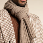 Napoli (brown) - 100% cashmere ribbed scarf (unisex)- Leather Gloves Online - Luxury Italian Scarf - 15