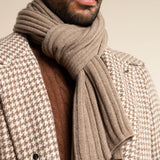 Napoli (brown) - 100% cashmere ribbed scarf (unisex)- Leather Gloves Online - Luxury Italian Scarf - 15