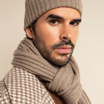 Napoli (brown) - 100% cashmere ribbed scarf (unisex)- Leather Gloves Online - Luxury Italian Scarf - 16
