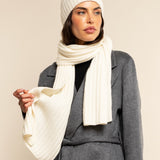 Napoli (cream) - 100% cashmere ribbed scarf (unisex)- Leather Gloves Online - Luxury Italian Scarf - 7