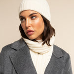 Napoli (cream) - 100% cashmere ribbed scarf (unisex)- Leather Gloves Online - Luxury Italian Scarf - 11