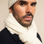 Napoli (cream) - 100% cashmere ribbed scarf (unisex)- Leather Gloves Online - Luxury Italian Scarf - 10