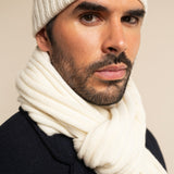 Napoli (cream) - 100% cashmere ribbed scarf (unisex)- Leather Gloves Online - Luxury Italian Scarf - 10