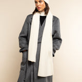 Napoli (cream) - 100% cashmere ribbed scarf (unisex)- Leather Gloves Online - Luxury Italian Scarf - 12