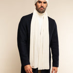Napoli (cream) - 100% cashmere ribbed scarf (unisex)- Leather Gloves Online - Luxury Italian Scarf - 16