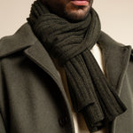 Napoli (dark green) - 100% cashmere ribbed scarf (unisex)- Leather Gloves Online - Luxury Italian Scarf - 10