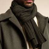 Napoli (dark green) - 100% cashmere ribbed scarf (unisex)- Leather Gloves Online - Luxury Italian Scarf - 10