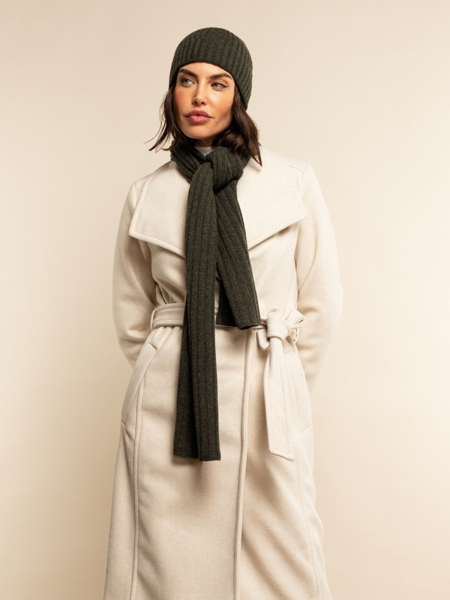 Napoli (dark green) - 100% cashmere ribbed scarf (unisex)- Leather Gloves Online - Luxury Italian Scarf - 11