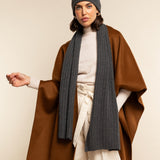 Napoli (dark grey) - 100% cashmere ribbed scarf (unisex)- Leather Gloves Online - Luxury Italian Scarf - 8