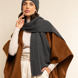 Napoli (dark grey) - 100% cashmere ribbed scarf (unisex)- Leather Gloves Online - Luxury Italian Scarf - 10