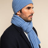 Napoli (light blue) - 100% cashmere ribbed scarf (unisex)- Leather Gloves Online - Luxury Italian Scarf - 9