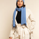 Napoli (light blue) - 100% cashmere ribbed scarf (unisex)- Leather Gloves Online - Luxury Italian Scarf - 8