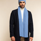 Napoli (light blue) - 100% cashmere ribbed scarf (unisex)- Leather Gloves Online - Luxury Italian Scarf - 12