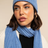 Napoli (light blue) - 100% cashmere ribbed scarf (unisex)- Leather Gloves Online - Luxury Italian Scarf - 14