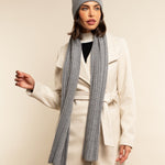 Napoli (light grey) - 100% cashmere ribbed scarf (unisex)- Leather Gloves Online - Luxury Italian Scarf - 8
