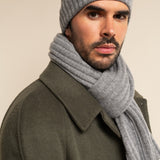Napoli (light grey) - 100% cashmere ribbed scarf (unisex)- Leather Gloves Online - Luxury Italian Scarf - 12