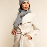Napoli (light grey) - 100% cashmere ribbed scarf (unisex)- Leather Gloves Online - Luxury Italian Scarf - 13