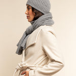 Napoli (light grey) - 100% cashmere ribbed scarf (unisex)- Leather Gloves Online - Luxury Italian Scarf - 16