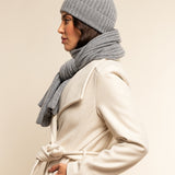 Napoli (light grey) - 100% cashmere ribbed scarf (unisex)- Leather Gloves Online - Luxury Italian Scarf - 16