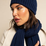Napoli (navy blue) - 100% cashmere ribbed scarf (unisex)- Leather Gloves Online - Luxury Italian Scarf - 10