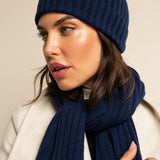 Napoli (navy blue) - 100% cashmere ribbed scarf (unisex)- Leather Gloves Online - Luxury Italian Scarf - 10