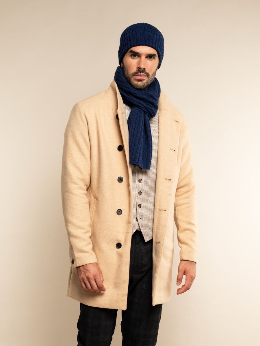 Napoli (navy blue) - 100% cashmere ribbed scarf (unisex)- Leather Gloves Online - Luxury Italian Scarf - 11