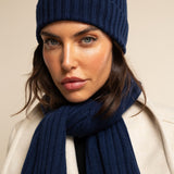 Napoli (navy blue) - 100% cashmere ribbed scarf (unisex)- Leather Gloves Online - Luxury Italian Scarf - 14