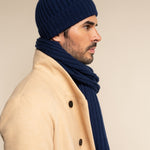 Napoli (navy blue) - 100% cashmere ribbed scarf (unisex)- Leather Gloves Online - Luxury Italian Scarf - 16