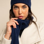 Napoli (navy blue) - 100% cashmere ribbed scarf (unisex)- Leather Gloves Online - Luxury Italian Scarf - 17
