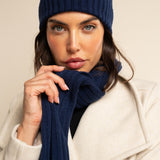 Napoli (navy blue) - 100% cashmere ribbed scarf (unisex)- Leather Gloves Online - Luxury Italian Scarf - 17