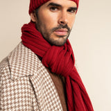 Napoli (red) - 100% cashmere ribbed scarf (unisex)- Leather Gloves Online - Luxury Italian Scarf - 9