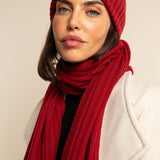 Napoli (red) - 100% cashmere ribbed scarf (unisex)- Leather Gloves Online - Luxury Italian Scarf - 13