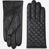 Selena (black) – Sheepskin leather gloves with diamond pattern and touchscreen feature
