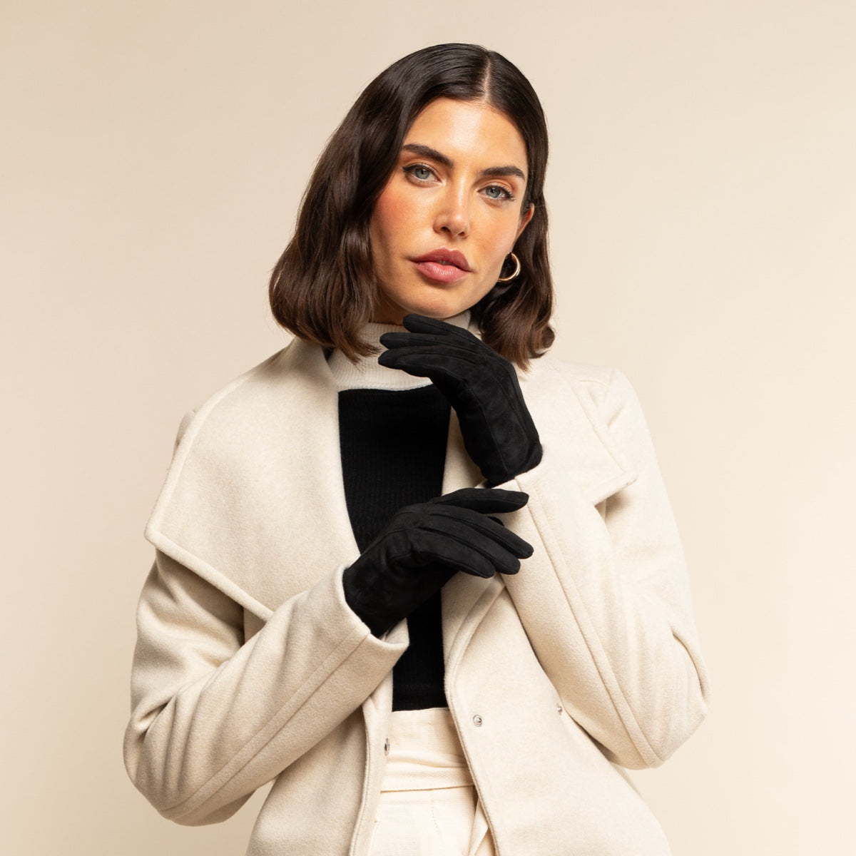 Silvia (black) - suede leather gloves with luxurious cashmere lining - Leather Gloves Online - Luxury Leather Gloves - 8