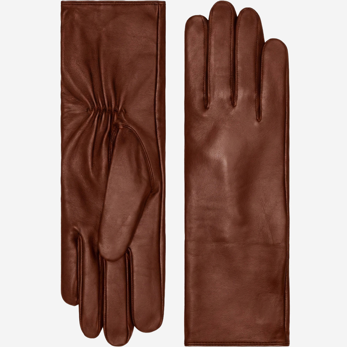 Skylar (brown) – Extra-long sheepskin leather gloves with wool/cashmere lining & touchscreen capability 6