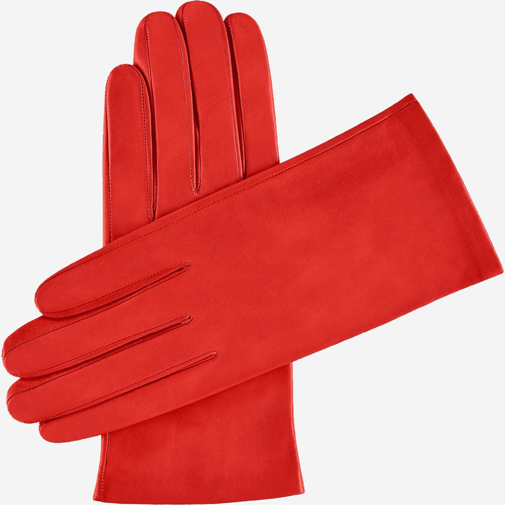 Sofia (red) - Italian lambskin leather gloves with silk lining - Leather Gloves Online - Luxury Leather Gloves - 1