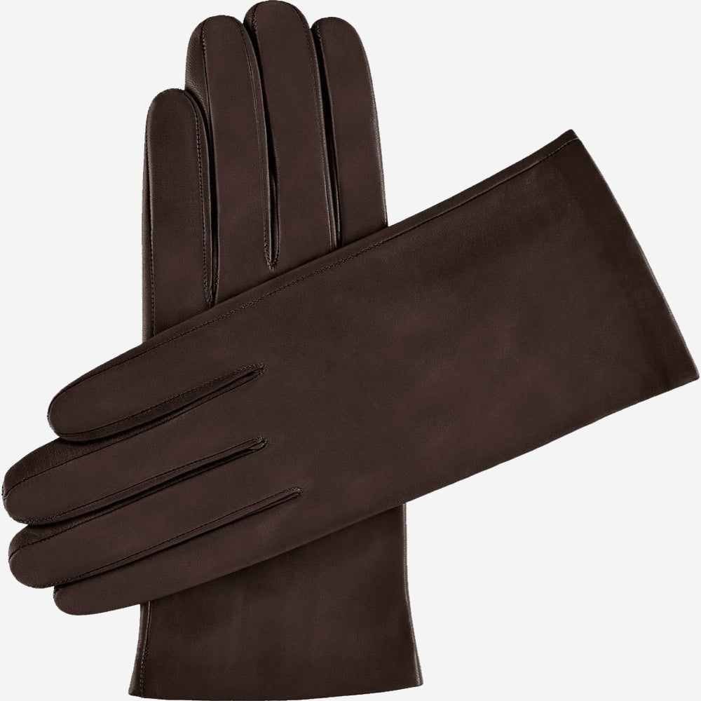 Sofia (dark brown) - Italian lambskin leather gloves with silk lining - Leather Gloves Online - Luxury Leather Gloves - 1