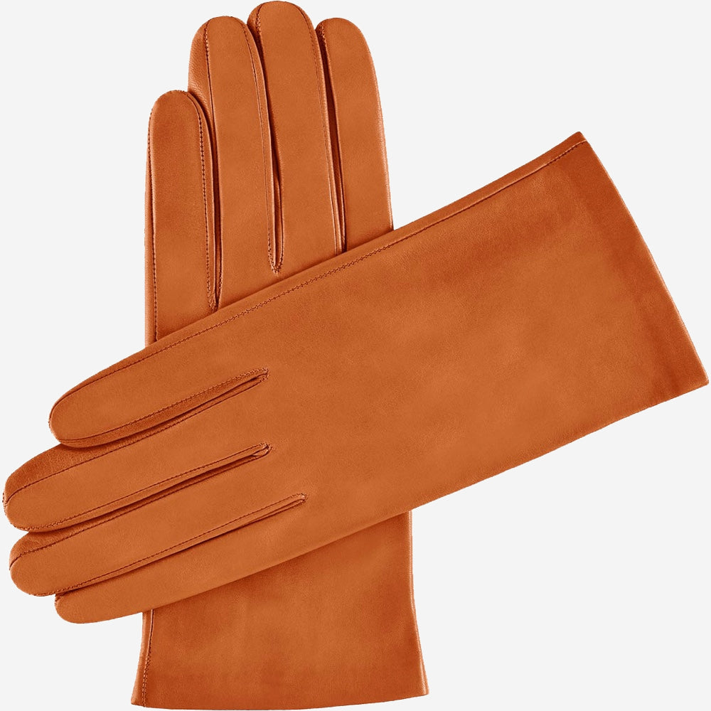 Sofia (cognac) - Italian lambskin leather gloves with silk lining - Leather Gloves Online - Luxury Leather Gloves - 1