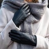 Stella (black) – Sheepskin leather gloves with ultra-warm fleece lining & touchscreen functionality