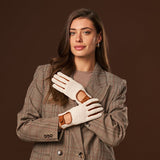 Valeria (cognac) - Hand-sewn Italian crochet driving gloves from lambskin leather - Leather Gloves Online - Luxury Leather Gloves - 4