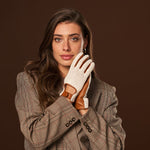 Valeria (cognac) - Hand-sewn Italian crochet driving gloves from lambskin leather - Leather Gloves Online - Luxury Leather Gloves - 7