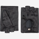 Vincenzo (black) - fingerless Italian driving gloves made of American deerskin leather - Leather Gloves Online - Luxury Leather Gloves - 1