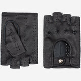 Vincenzo (black) - fingerless Italian driving gloves made of American deerskin leather - Leather Gloves Online - Luxury Leather Gloves - 1