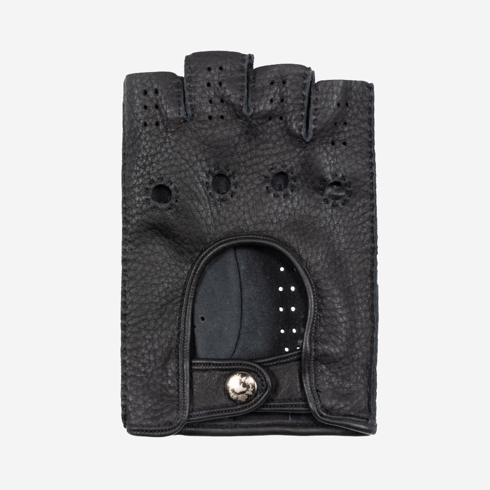 Vincenzo (black) - fingerless Italian driving gloves made of American deerskin leather - Leather Gloves Online - Luxury Leather Gloves - 2