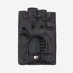 Vincenzo (black) - fingerless Italian driving gloves made of American deerskin leather - Leather Gloves Online - Luxury Leather Gloves - 2